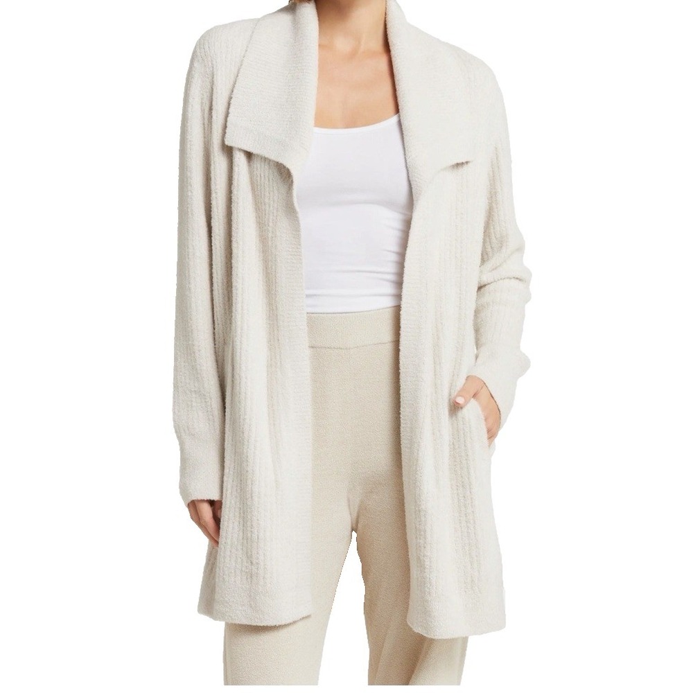 Barefoot Dreams Off-White Cozy Open-Front Cardigan